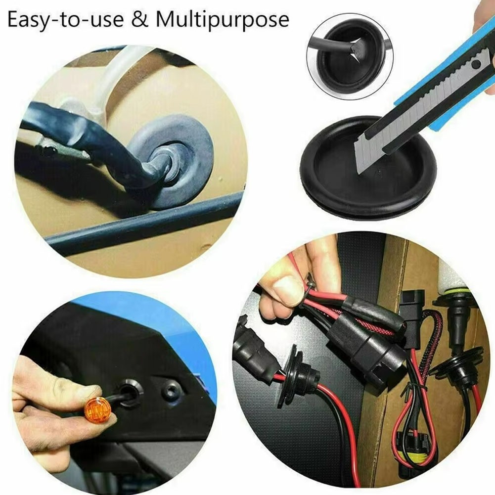 170Pcs 7 Sizes Rubber Grommet Kit Electrical Wire Gasket Solid Hole Plugs Repair