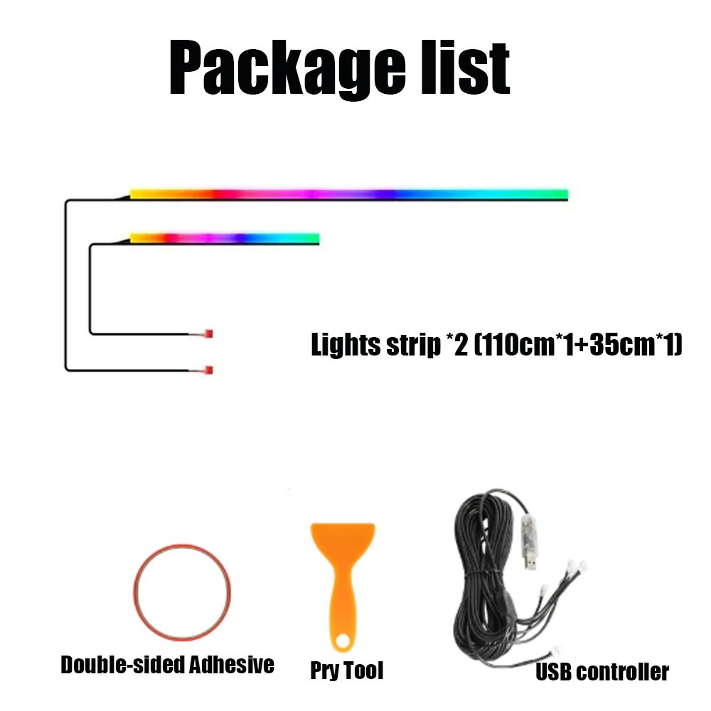 2-In-1 RGB LED Interior Strip Light Car Ambient Atmosphere Lighting APP Control