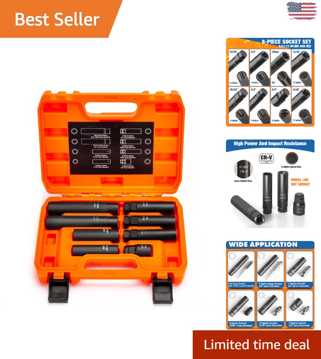 Versatile 8-Piece Lug Nut Key Kit with 1/2″ Drive for Ultimate Performance