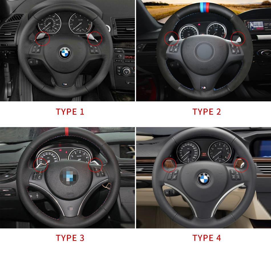 Full Leather Steering Wheel For BMW E90 E92 E93 M3 328i 335i with Paddles Cutout