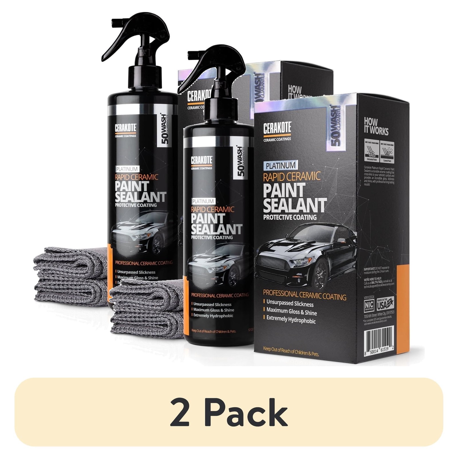 Cerakote Platinum Rapid Ceramic Paint Sealant 2 Pack High Gloss Car Coating 12oz