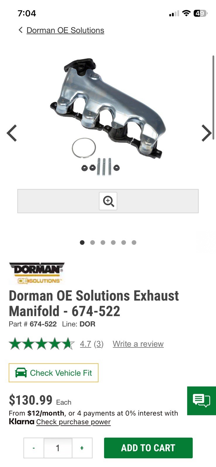 Dorman 674-522 Driver Side Exhaust Manifold For Multiple GM Makes and Models
