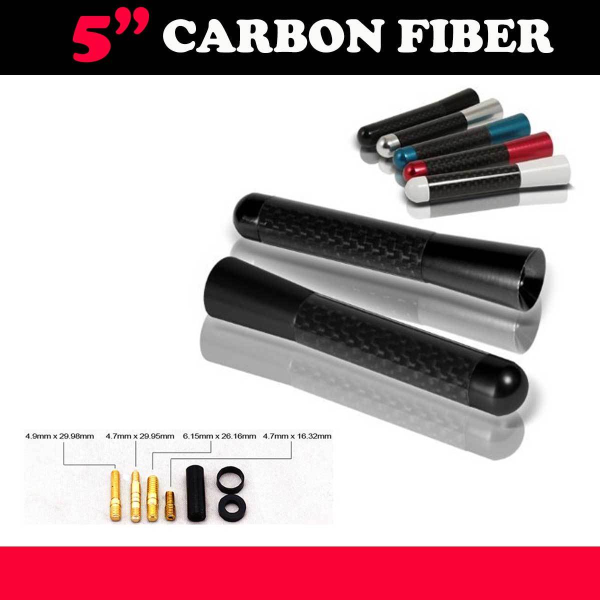 New 5″ Black Universal Aluminum Carbon Fiber Short Radio #CF15 Antenna Screw Car