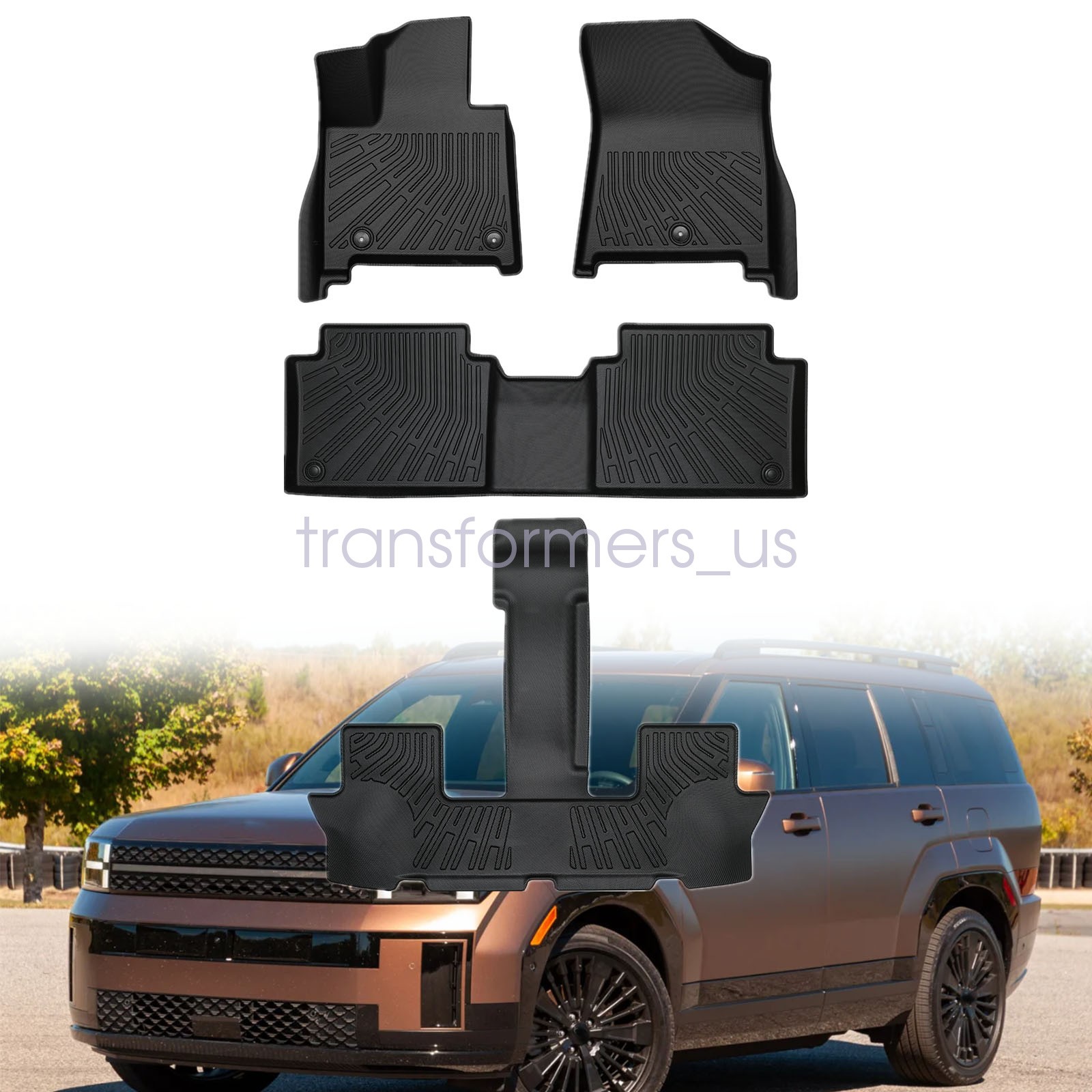 TPE Floor Mats Liner All Weather Black For 2024-2025 Hyundai Santa Fe Hybrid