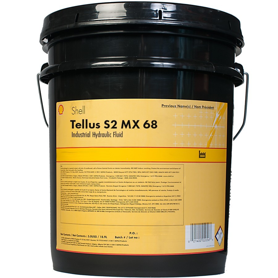 Shell Tellus S2 MX 68 Hydraulic Oil Fluid, 1 – 5 Gallon Pail | 550045415