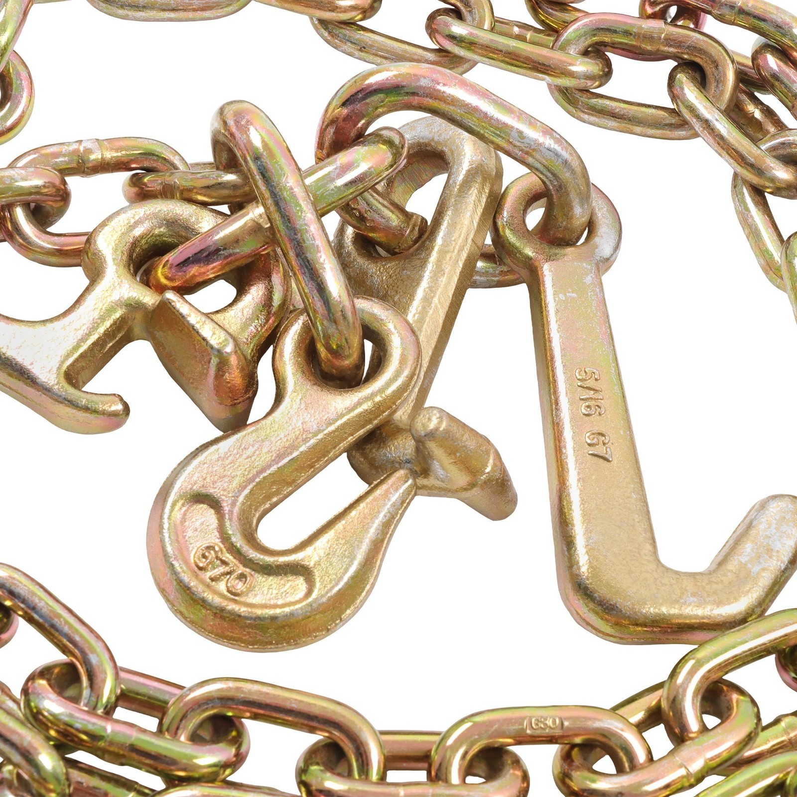 4 Pieces 4700Lbs J Hook Chain Tow Chain 5/16″×8′ G80 With 15″ JRT Hook Grab Hook