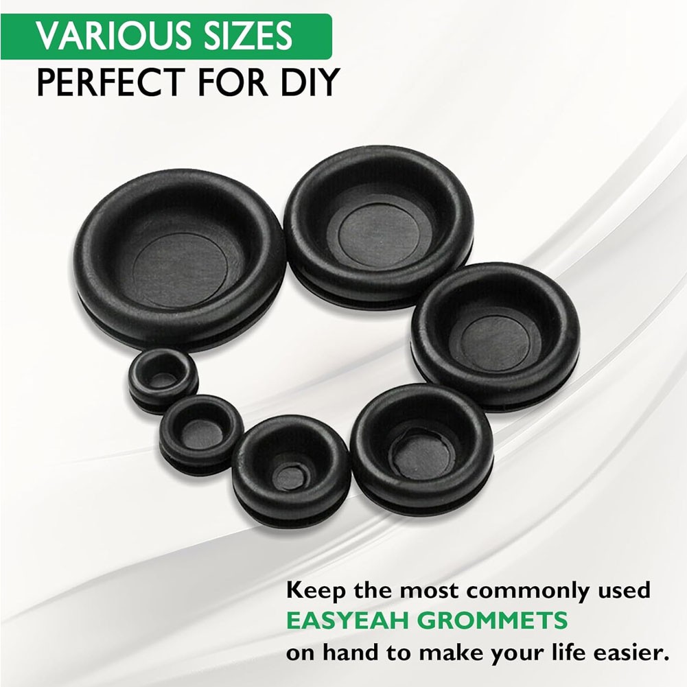 170Pcs 7 Sizes Rubber Grommet Kit Electrical Wire Gasket Solid Hole Plugs Repair