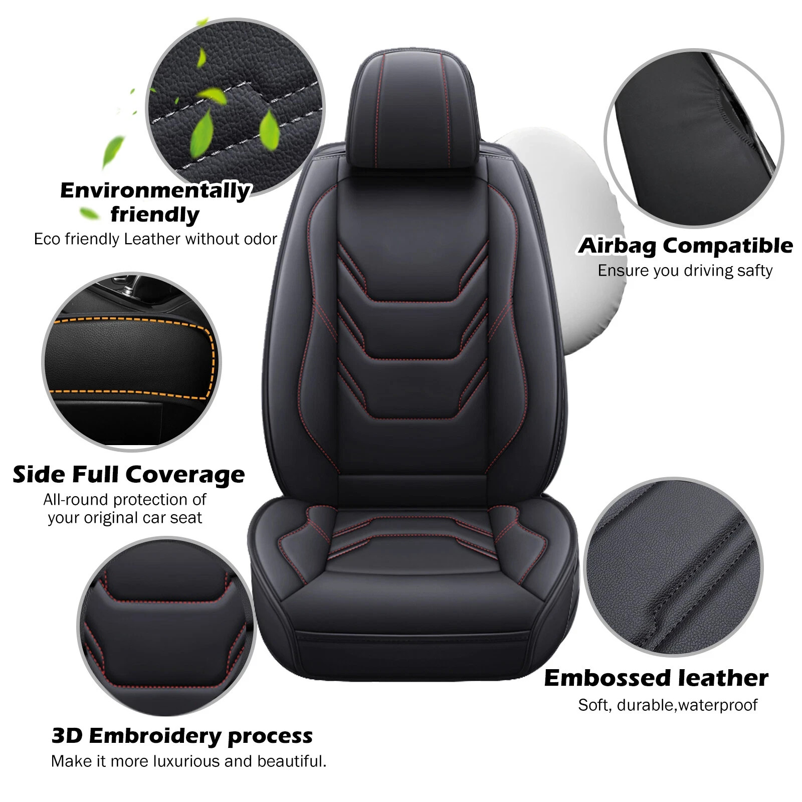 Full Set Faux Leather Seat Covers 5-Seats For Nissan Altima Sentra Rogue Murano