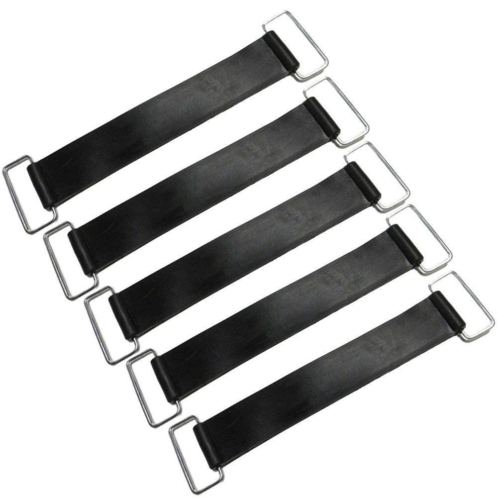 Adjustable 5Pcs Rubber Battery Straps for Motorcycles with Metal Buckles