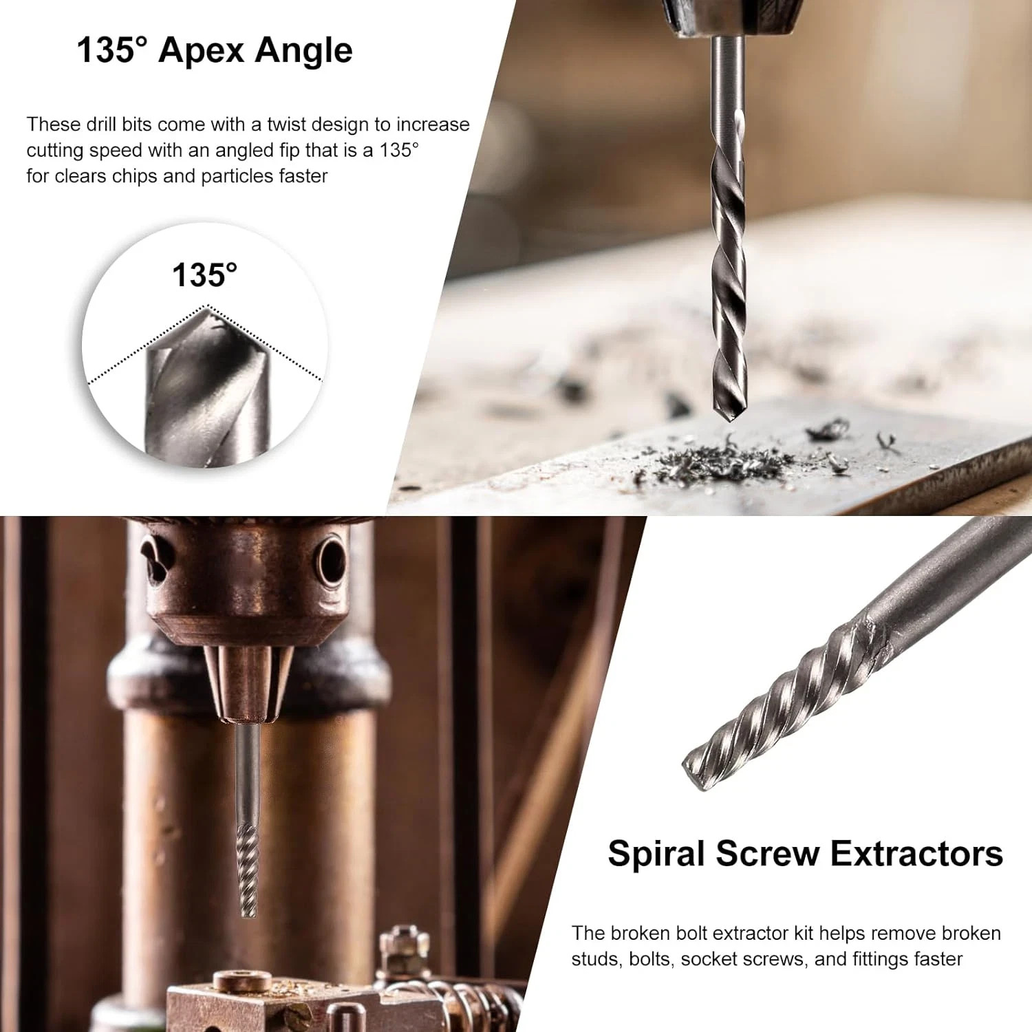 26PCS Screws Bolt Extractor Set W/Drill Bit Kit Lug Nut Extraction Sockets