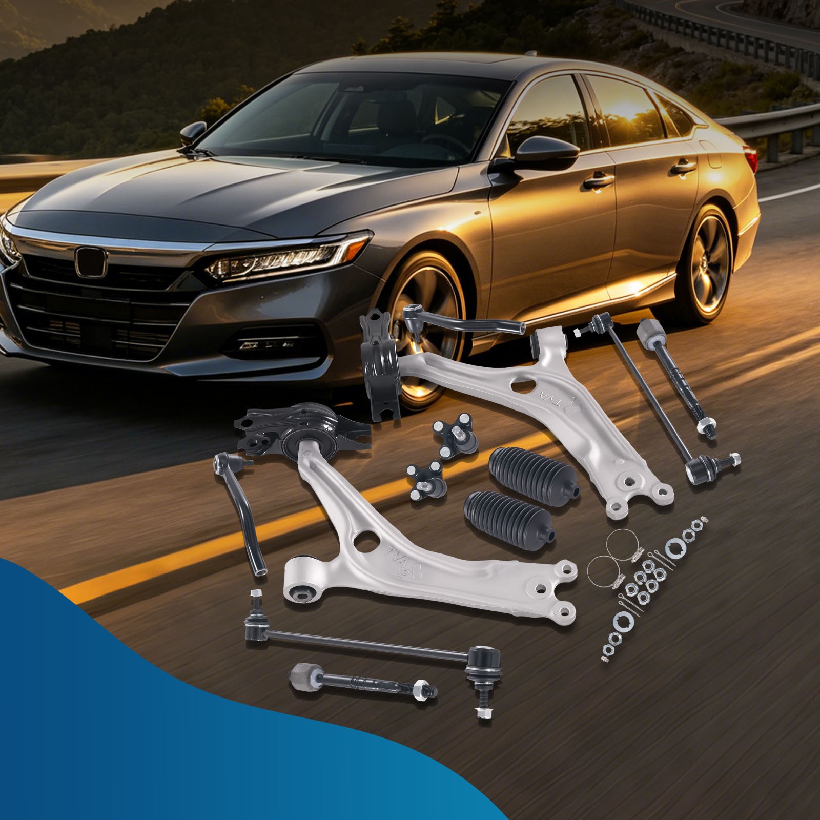 Front Lower Control Arms Sway Bars Tie Rods Set For 2018 – 2022 Honda Accord