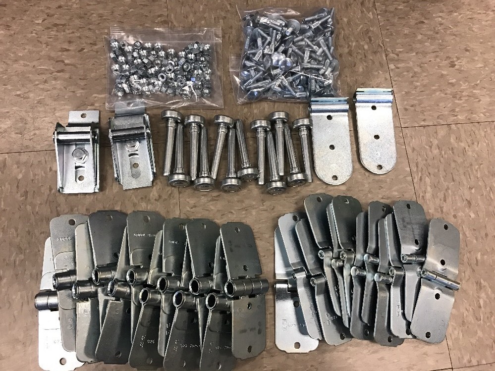 **OEM** 44 Piece TODCO Style Trailer Roll Up Door Hinges-1″ Rollers Kit/Hardware