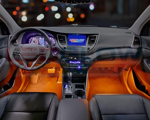 LEDGlow 4pc ORANGE LED INTERIOR LIGHT KIT UNIVERSAL CARS ACCENT NEONS w 72 LEDs
