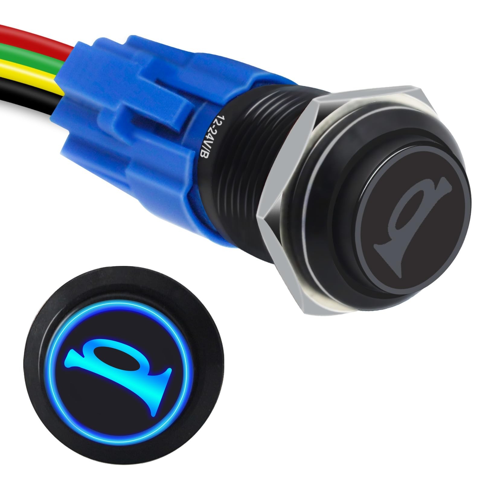 GEPHYNM Horn Button, Momentary Push Button Switch, 0.6inch/16mm Black