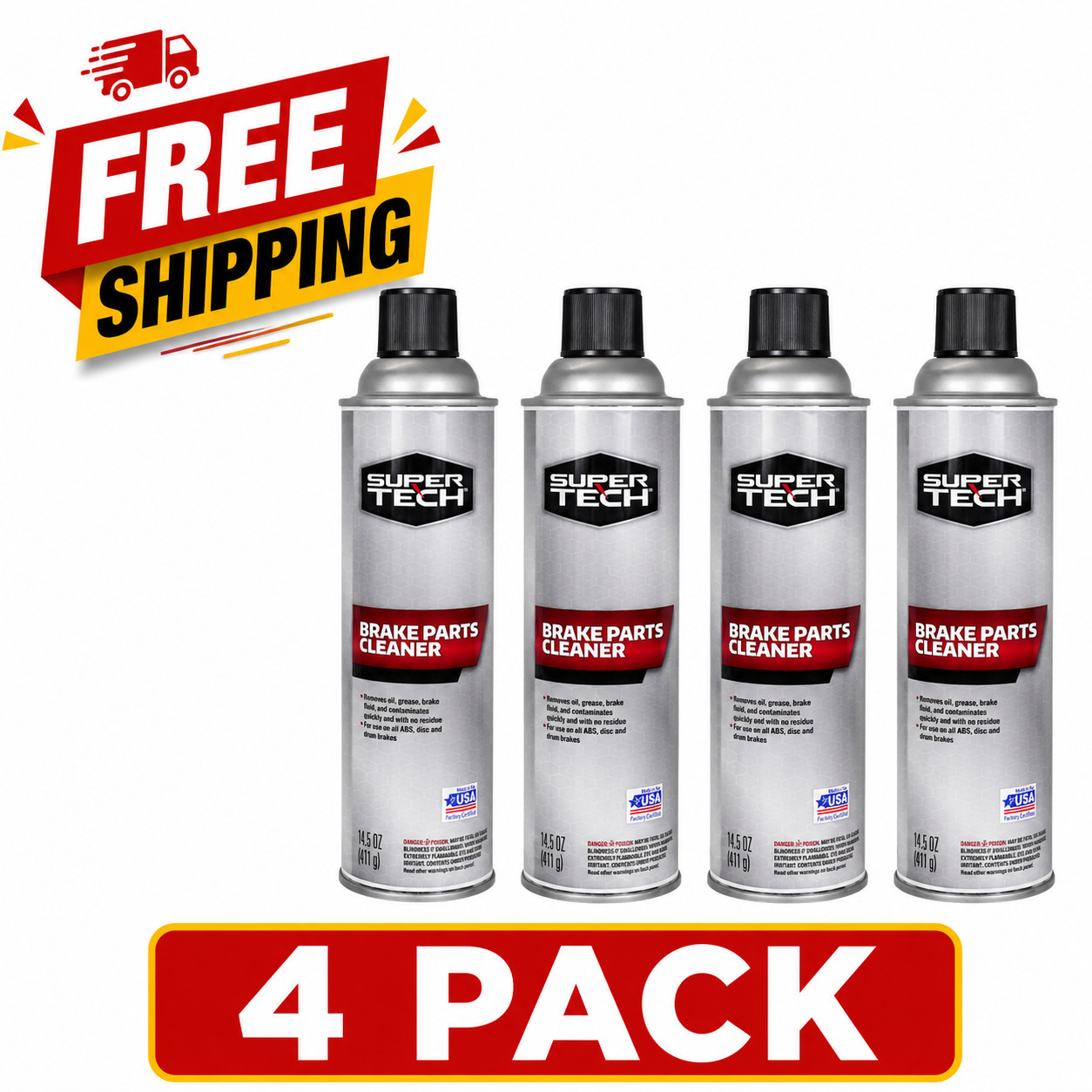 (4 pack) Super Tech Brake Parts Cleaner Spray Non-Chlorinated, 14.5 oz Free ship