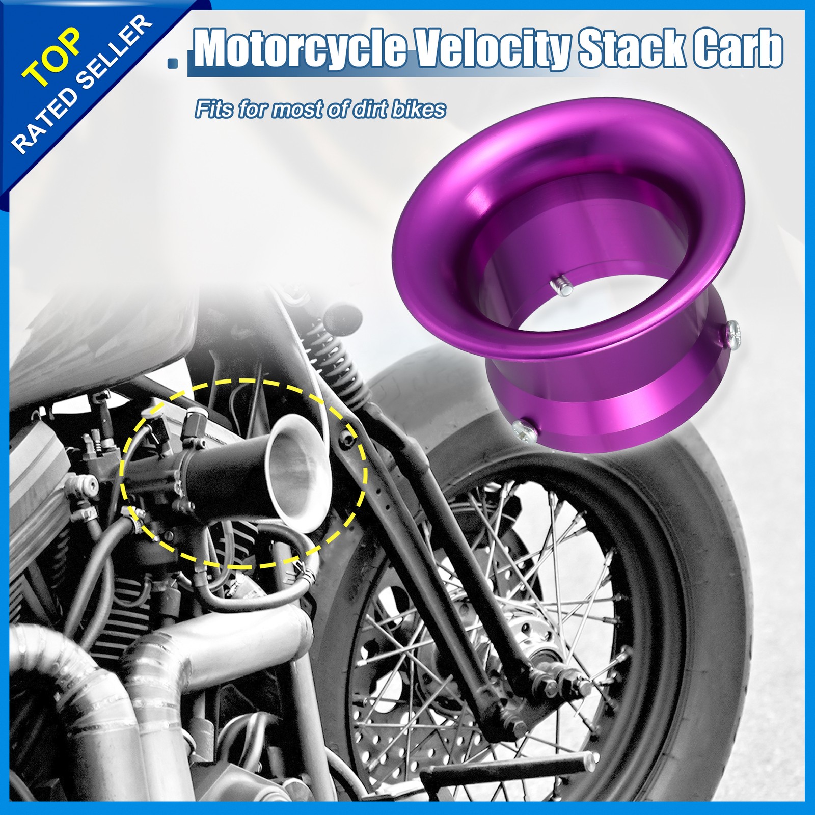 Universal 1.97″ Velocity Stack Motorcycle Carburetor Air Filter Trumpet Packof1