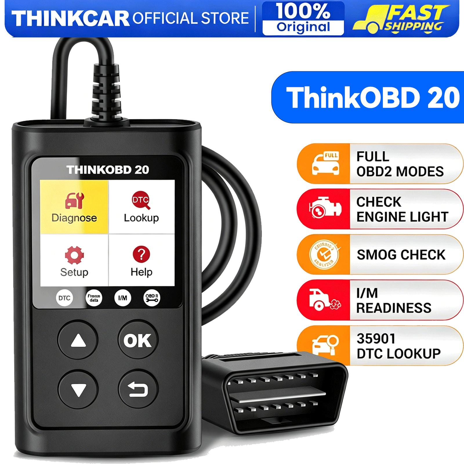 USED ThinkOBD 20 Full OBD2 Modes Tester Smock Check Scanner Auto Diagnostic Tool