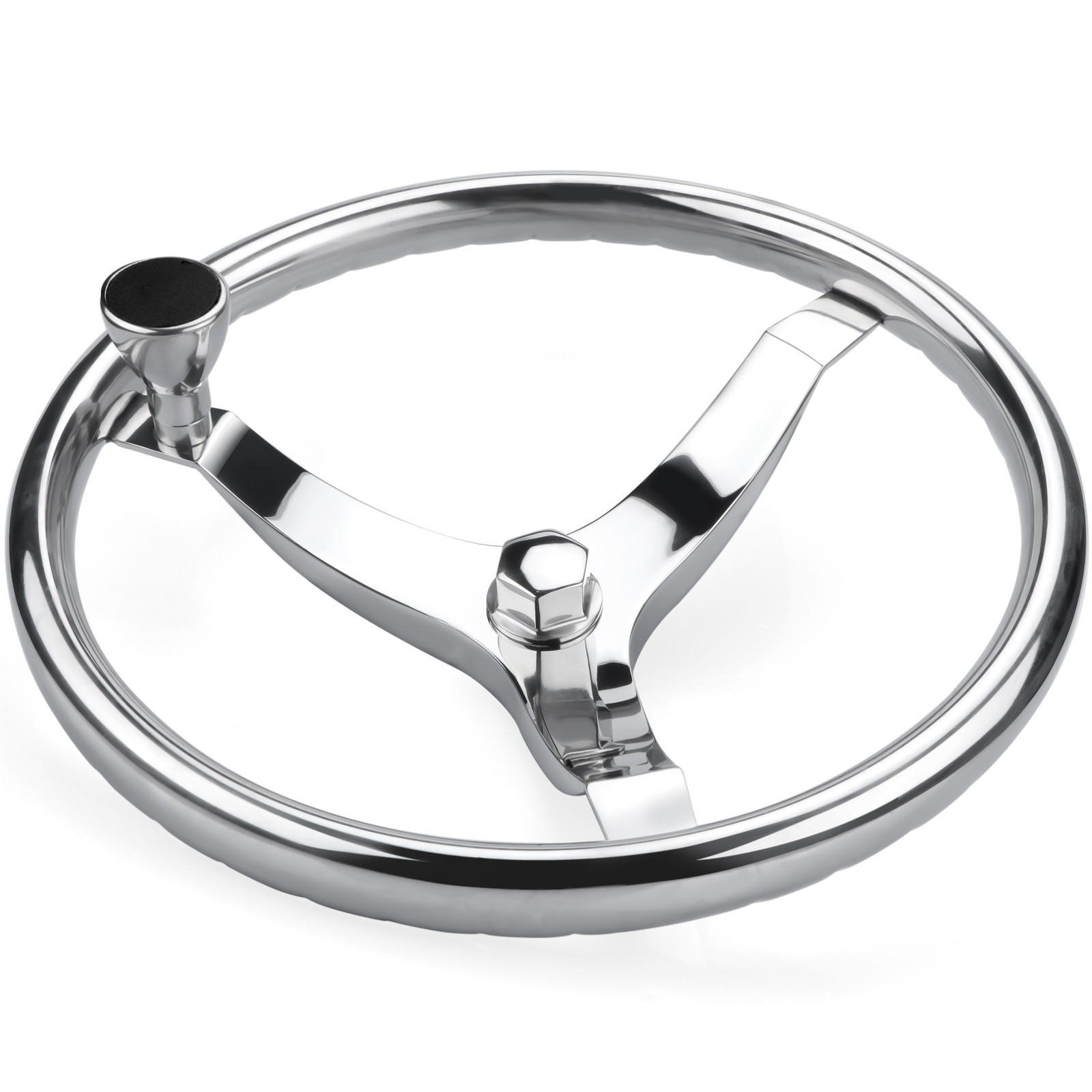 13-1/2″ Boat Steering Wheel Stainless Steel 3 Spokes with Tapered Knob 5/8″ Nut