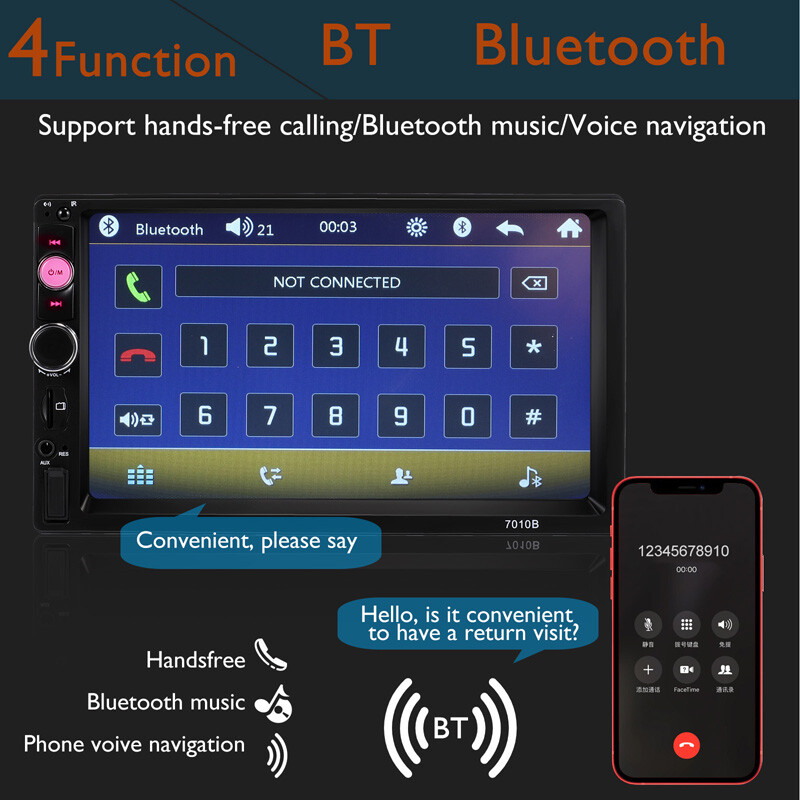 2DIN 7″ HD Car Stereo Radio MP5 Player Bluetooth Touch Screen With Rear Camera