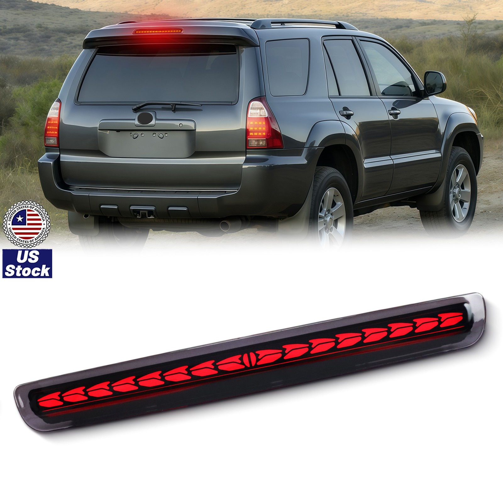 LED Tail Third Brake Light DRL Smoked for 2003-2009 Toyota 4Runner WITH Spoiler