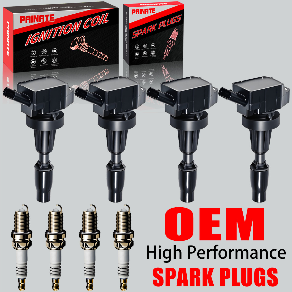 4X Brand OEM Ignition Coil & 4X Iridium Spark Plug For Hyundai Kia 1.6L L4 UF817