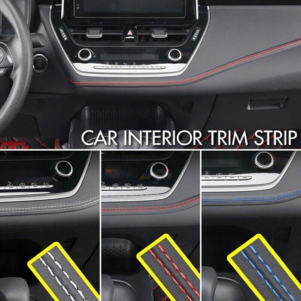 2M PU Leather Car Dashboard Decor Line Strip Sticker Moulding Trim Accessories