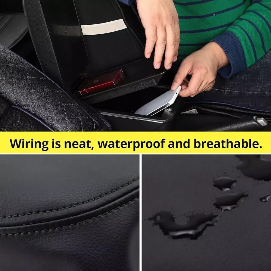 For Fiat 500 12-23 Center Arm Rest Storage Box Black With Stitched Car Interior