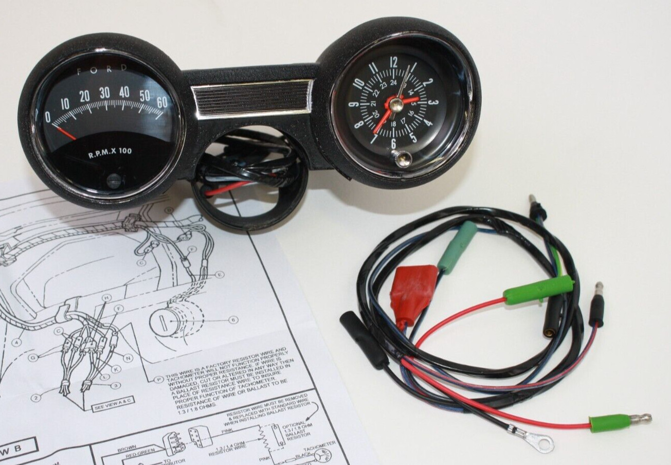1964 65 FORD MUSTANG RALLY-PAC KIT V8 W/ 6000 RPM “FORD” TACHOMETER 64F-13506-MF