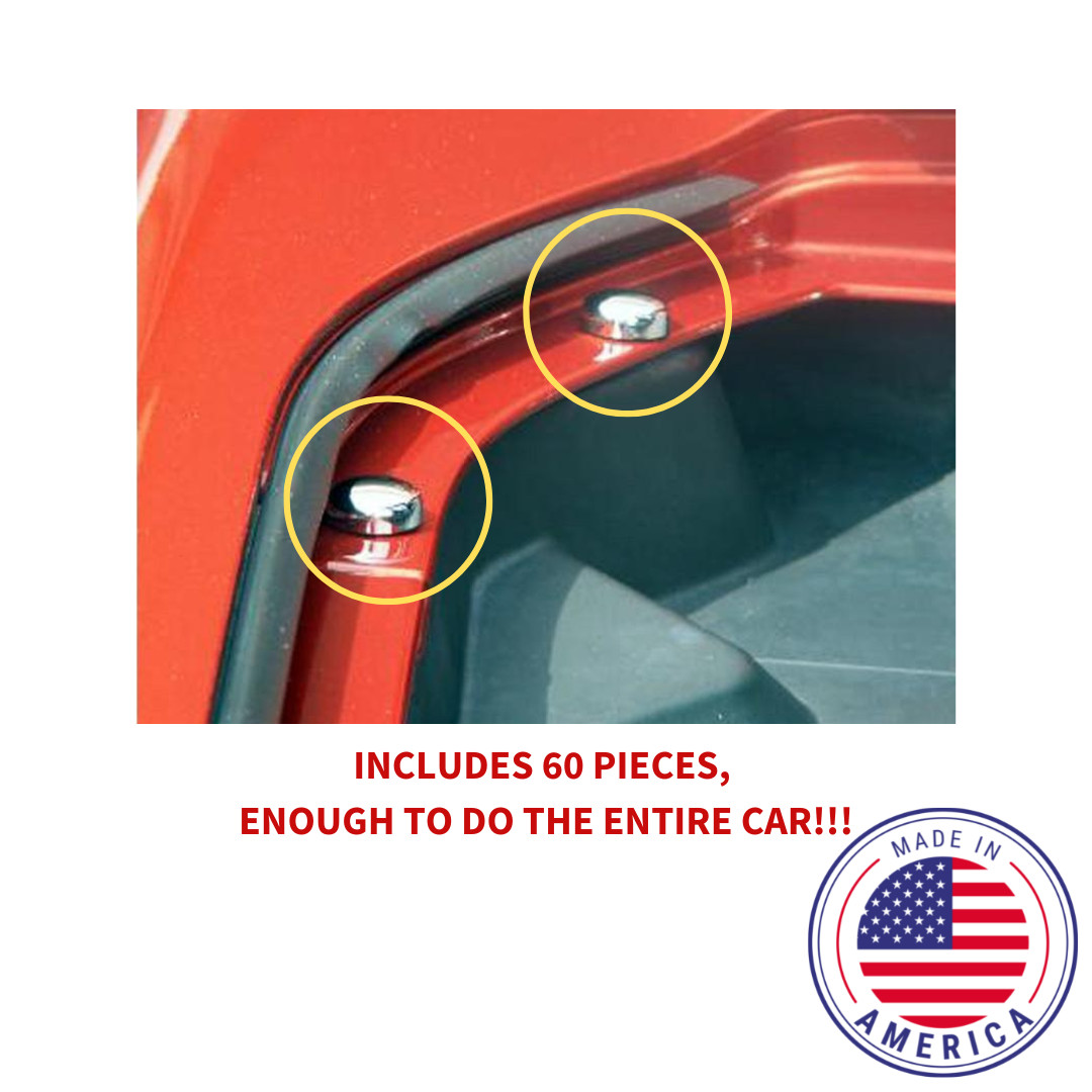 60pcs Kit Chrome Button Engine Trunk Screw Cap Cover for 2005 – 2013 C6 Corvette