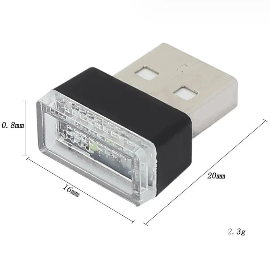 USB Blue Mini USB Car Atmosphere Lights LED Cigarette Lighter Decorative Lights