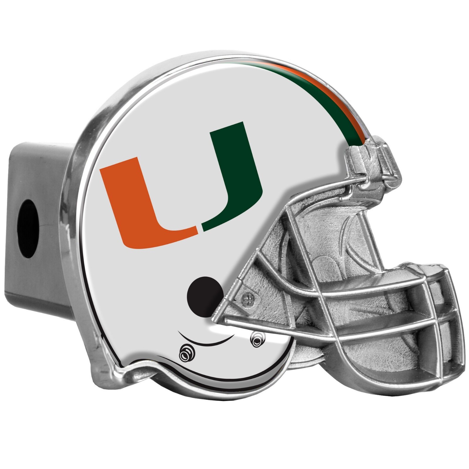 Miami Hurricanes Metal face Helmet Tow Hitch Cover Car-Truck-SUV 2″ Receiver