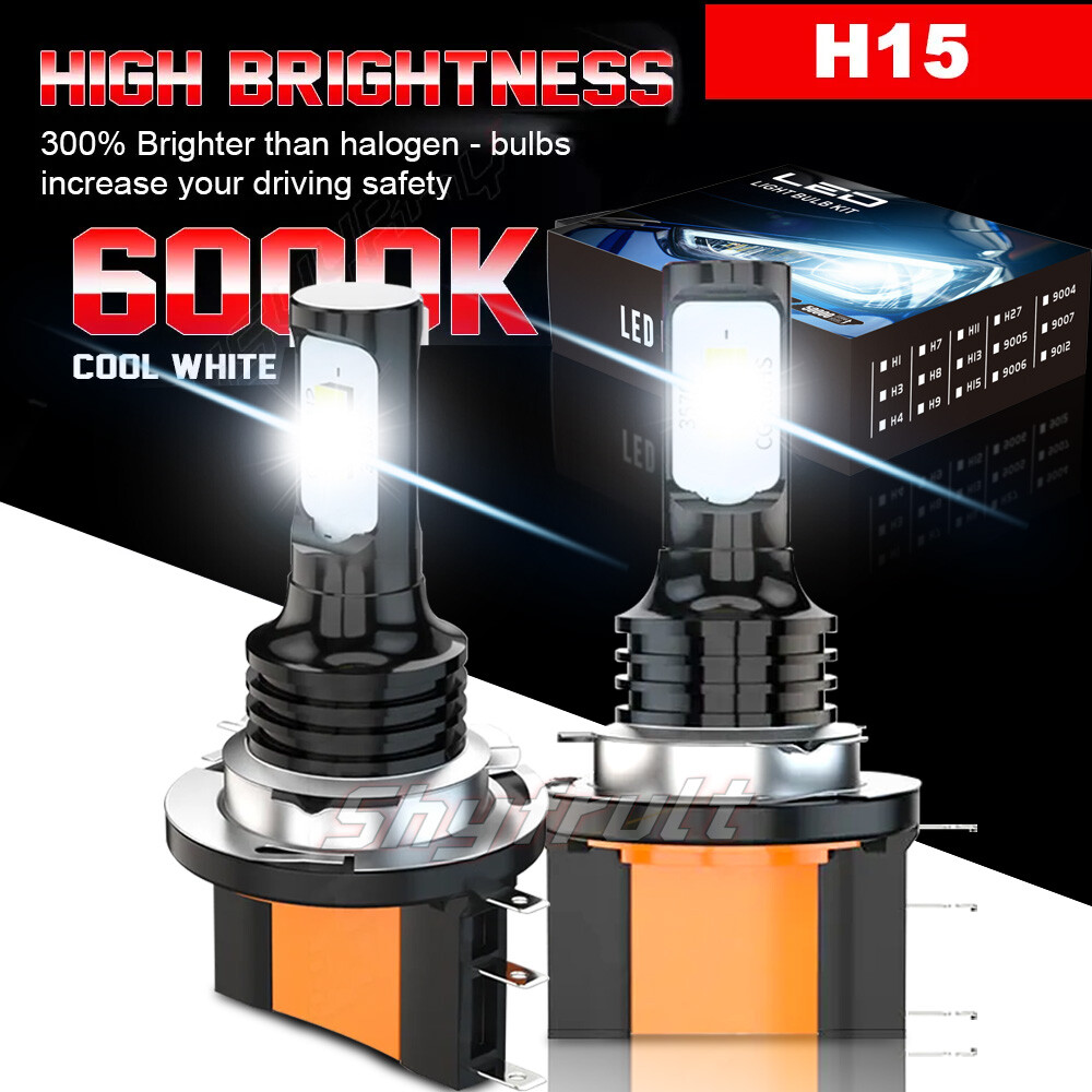 2PCS H15 Led Headlight Bulb Canbus Error Free High Beam DRL CSP 120W LD2261