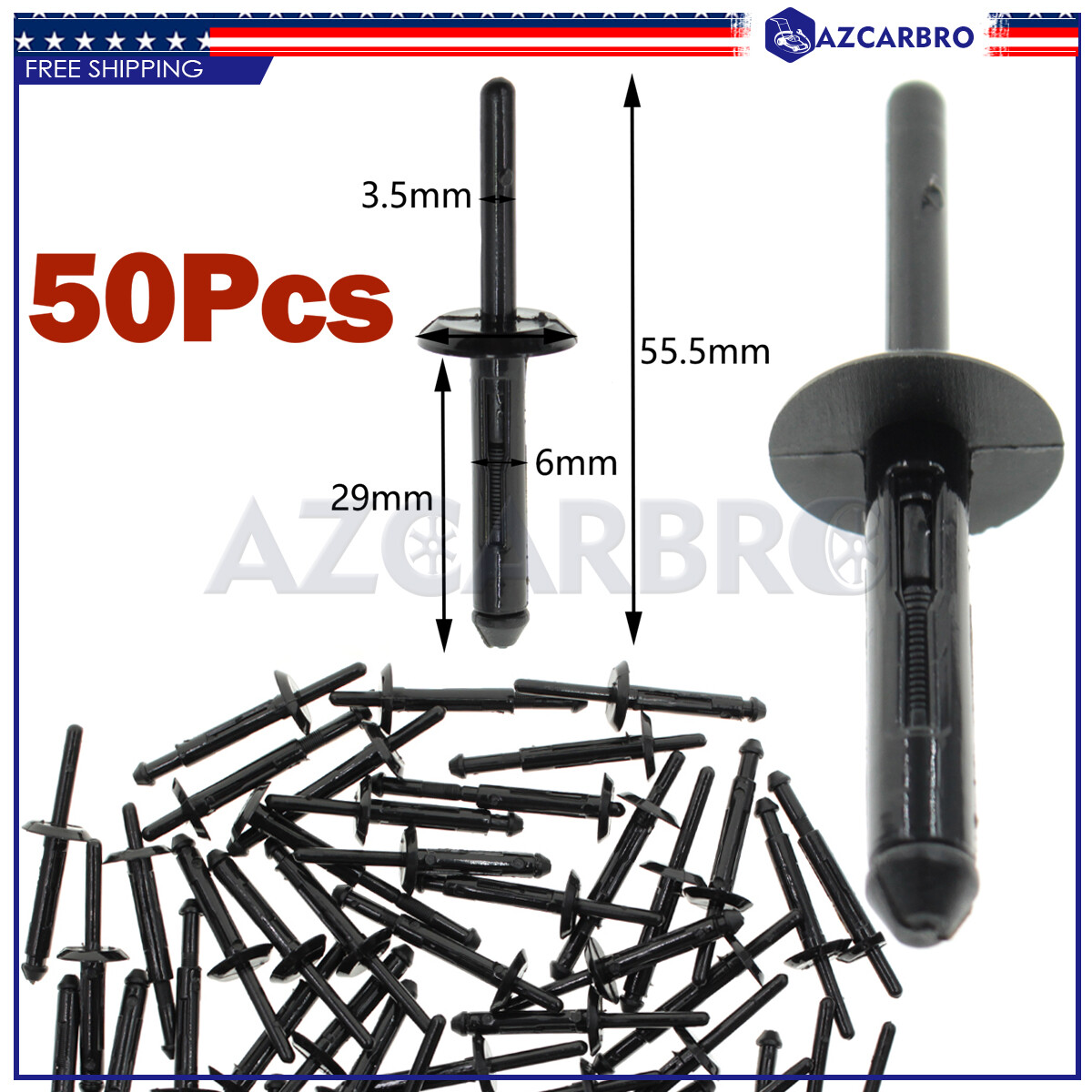 50x Nylon Plastic Rivets Set Car Bumper Fender For Auto Plastic Retainer Clips