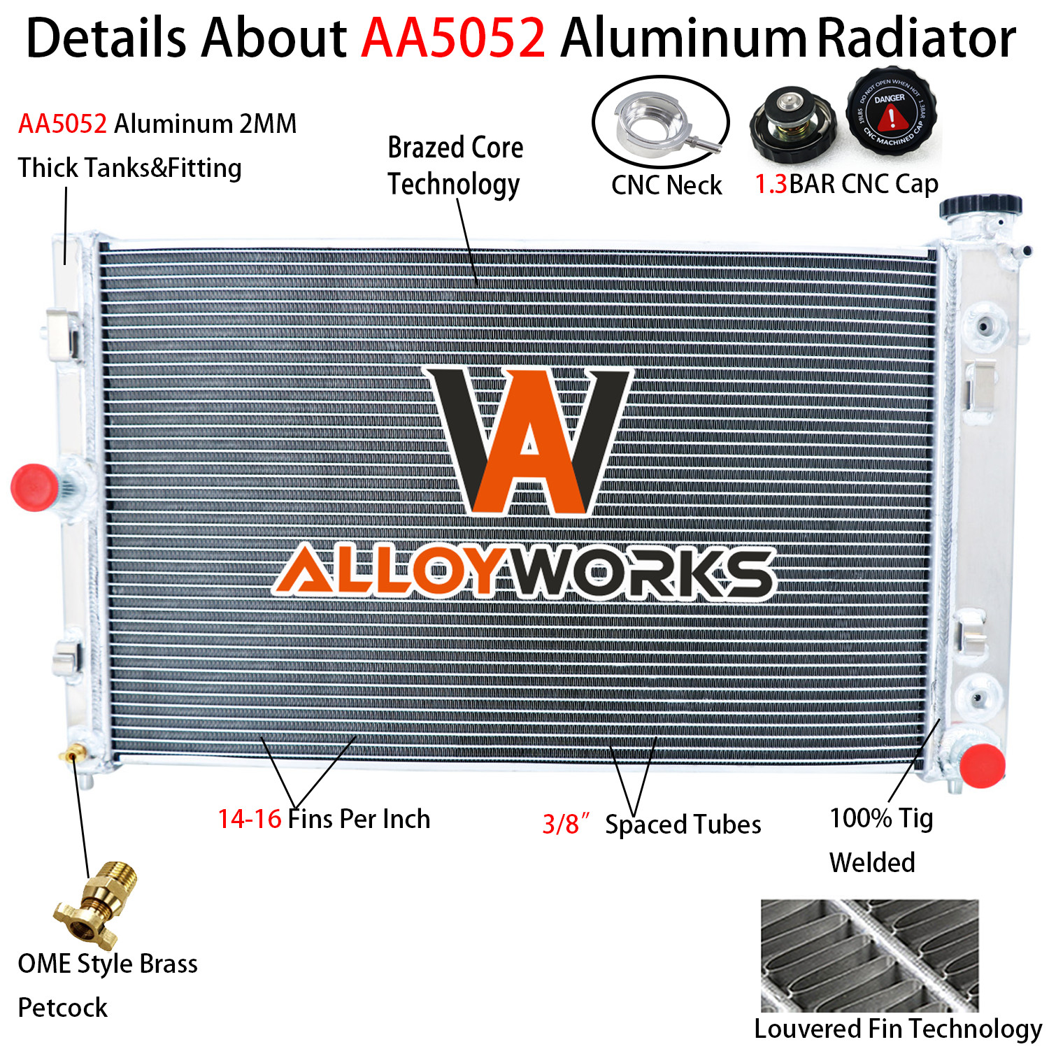 4 ROW ALUMINUM RADIATOR FOR 2005 2006 PONTIAC GTO VAUXHALL MONARO 5.7L 6.0L 62MM