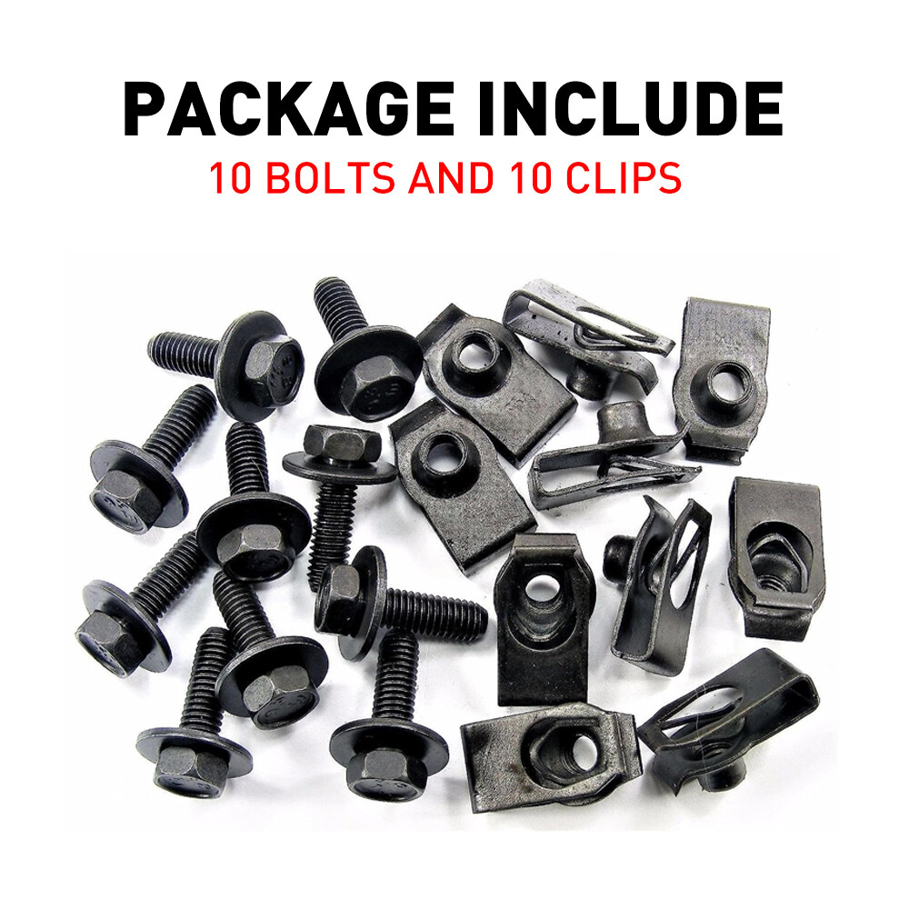 For GM Truck Body Bolts&U-nut Clips- M6-1.0 x 20mm- 10mm Hex- 20pcs (10ea)- #150