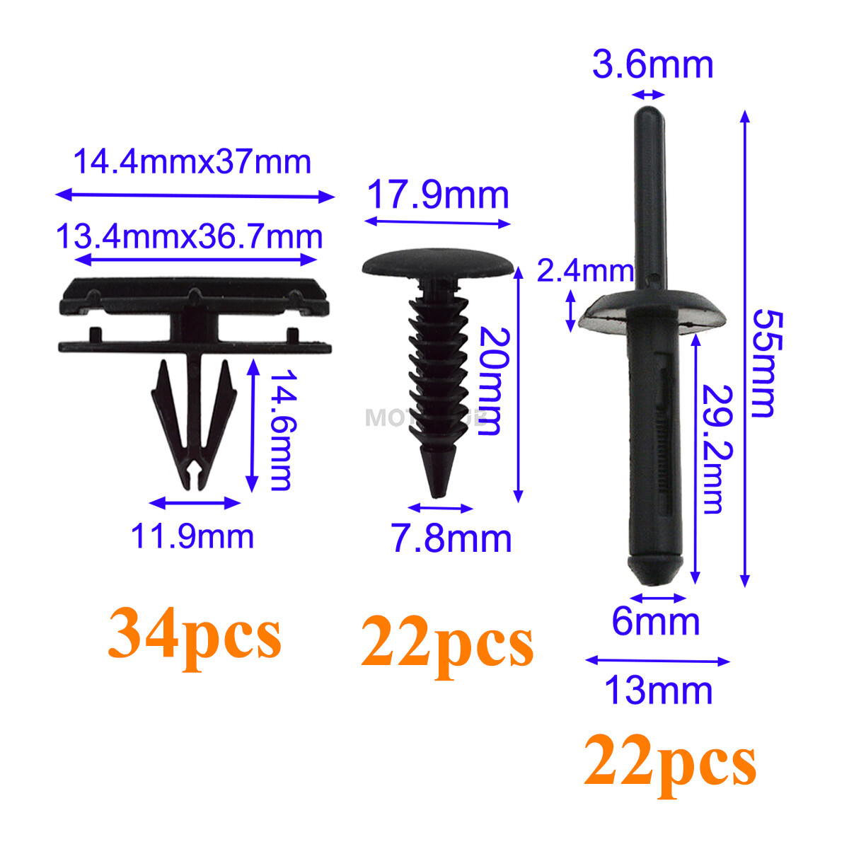 78pcs Full Fender Flare Hardware Clips Fasteners For 2007-2018 Jeep Wrangler JK