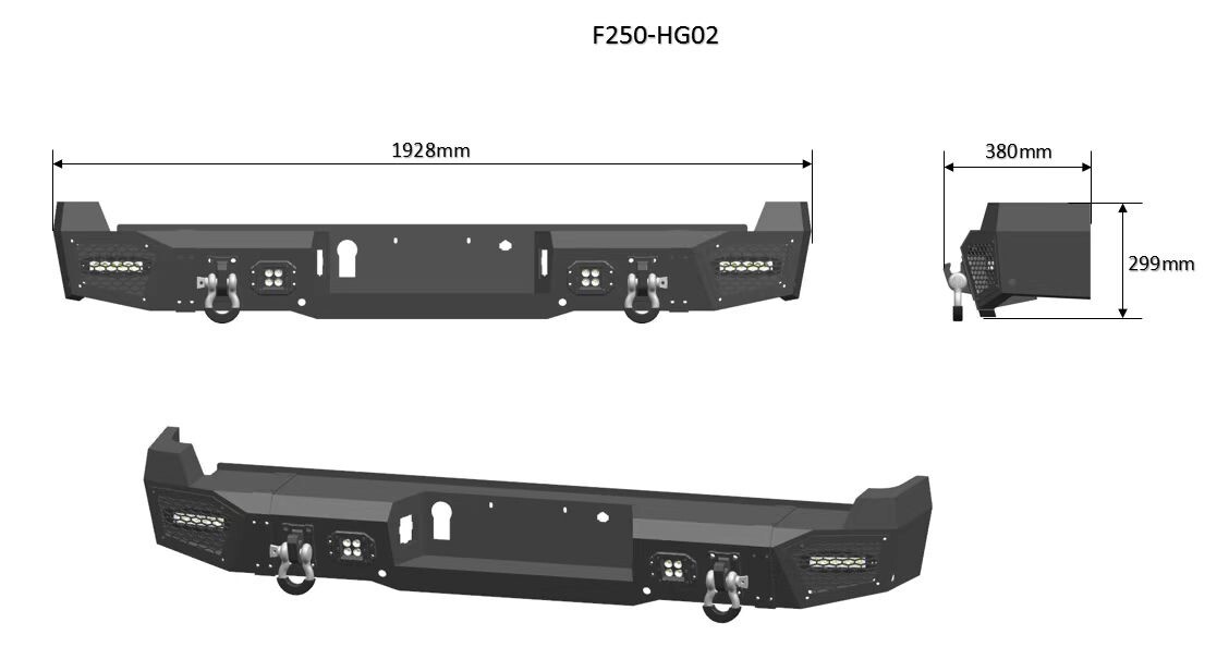 Aaiwa For 2017-2022 Ford F250/F350/F450 Front/Rear Bumper w/Winch Plate & Lights
