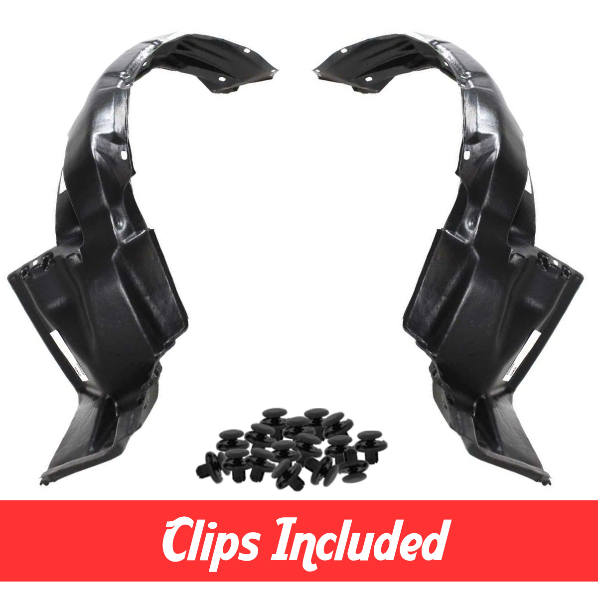 Driver & Passenger Side Fender Liner Set w/ Clips For 1990-1993 Honda Accord