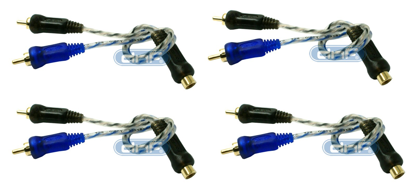 4 Pack 6″ 100% Copper RCA Audio Cable “Y” Adapter Splitter 1 Female 2 Male