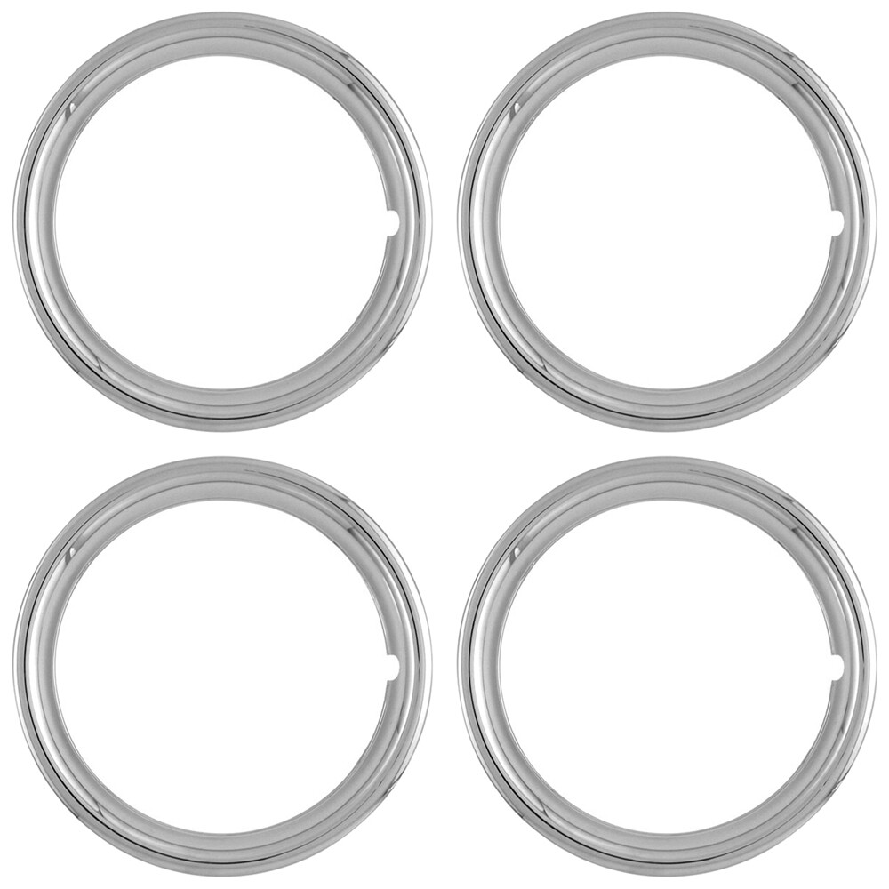 SET OF 4 13″ CHROME WHEEL TRIM RINGS BEAUTY RIM RING GLAMOUR BANDS STEEL RIMS
