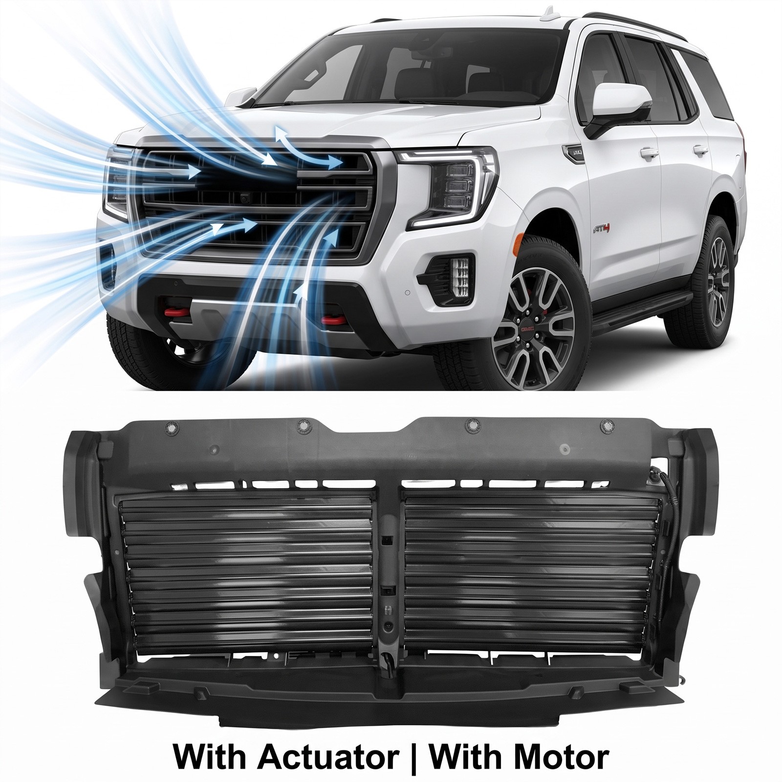 Upper Active Grille Shutter w/Motor for 2021-2024 GMC Yukon/Yukon XL 86808156