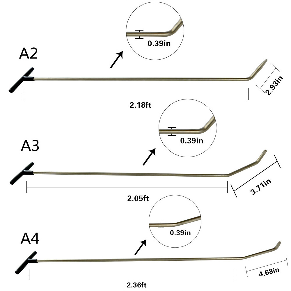 Paintless Dent Repair Tool Kits, Hook Rod, Push Rod Hook,Rubber Hammer