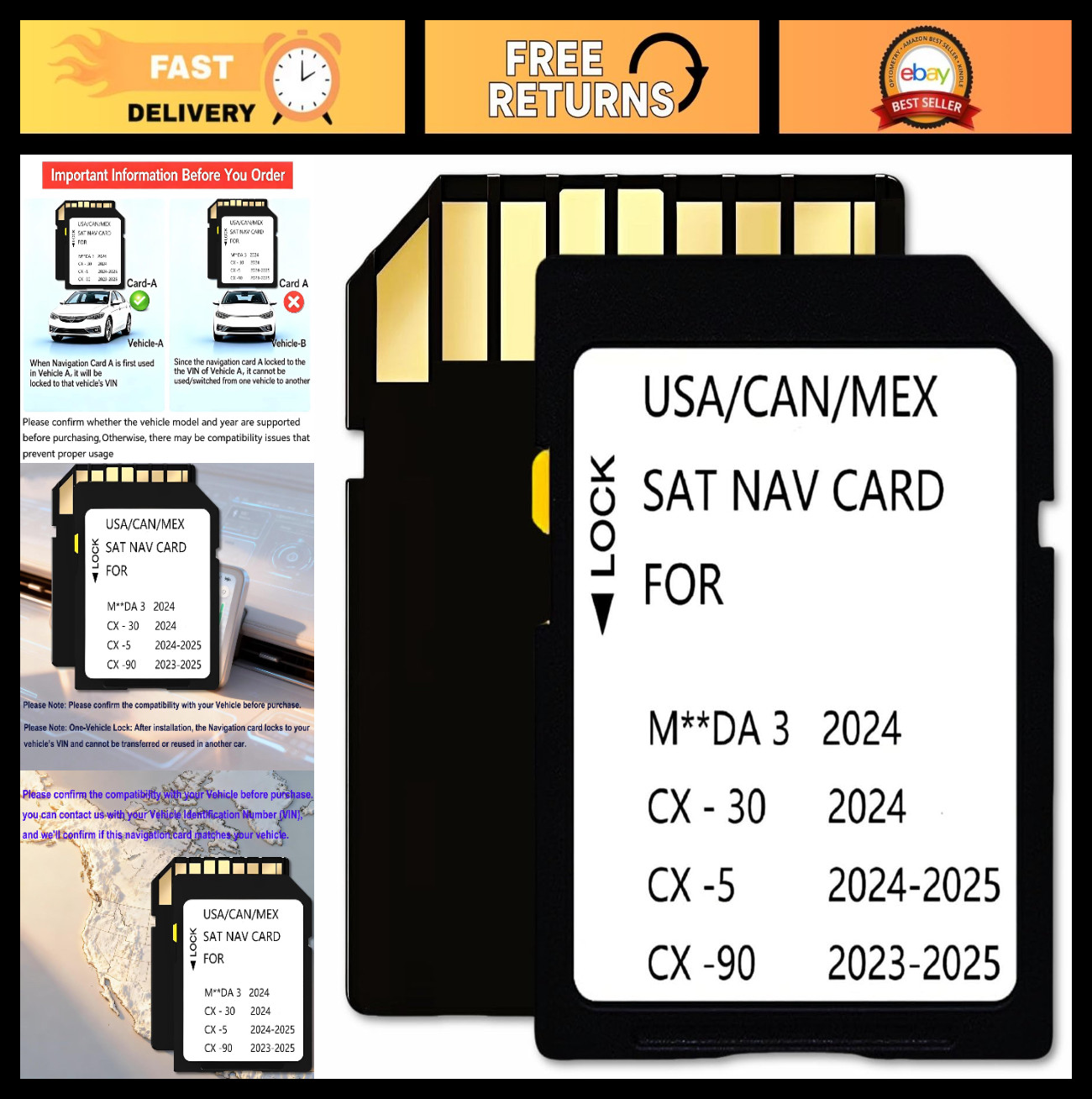2025 Navigation SD Card for Mazda 3, CX-30, CX-5, CX-90 – Latest USA/Mexico Maps
