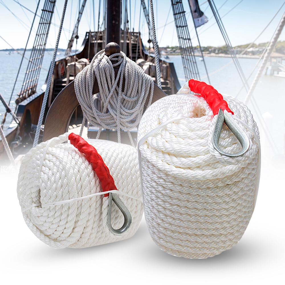 Heavy 3/4 “x200 Feet Three Strands Of White Polypropylene Rope Sheathed In Red