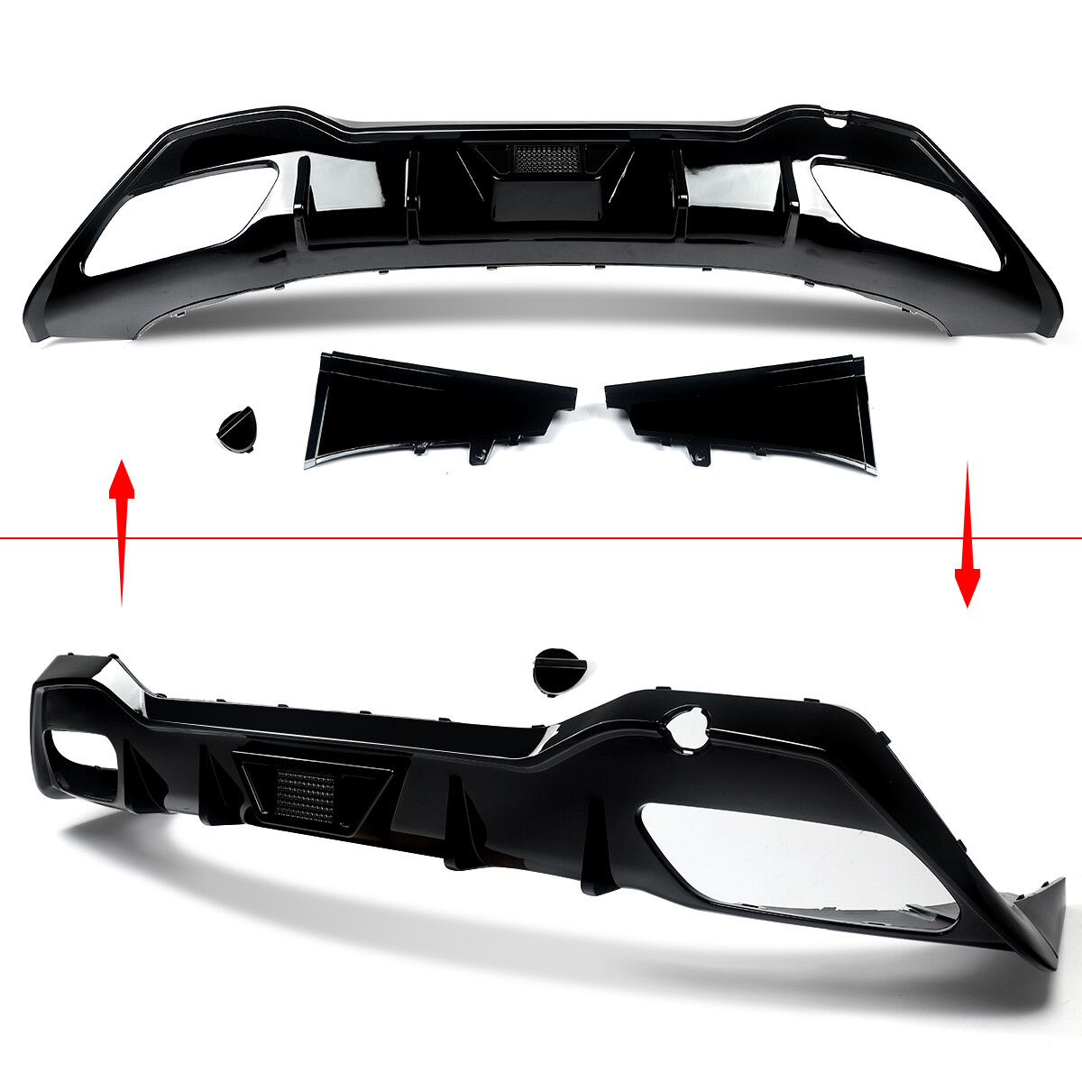For 2019+ BMW 8 Series G16 Gran Coupe Sport Rear Bumper Lip Diffuser Gloss Black