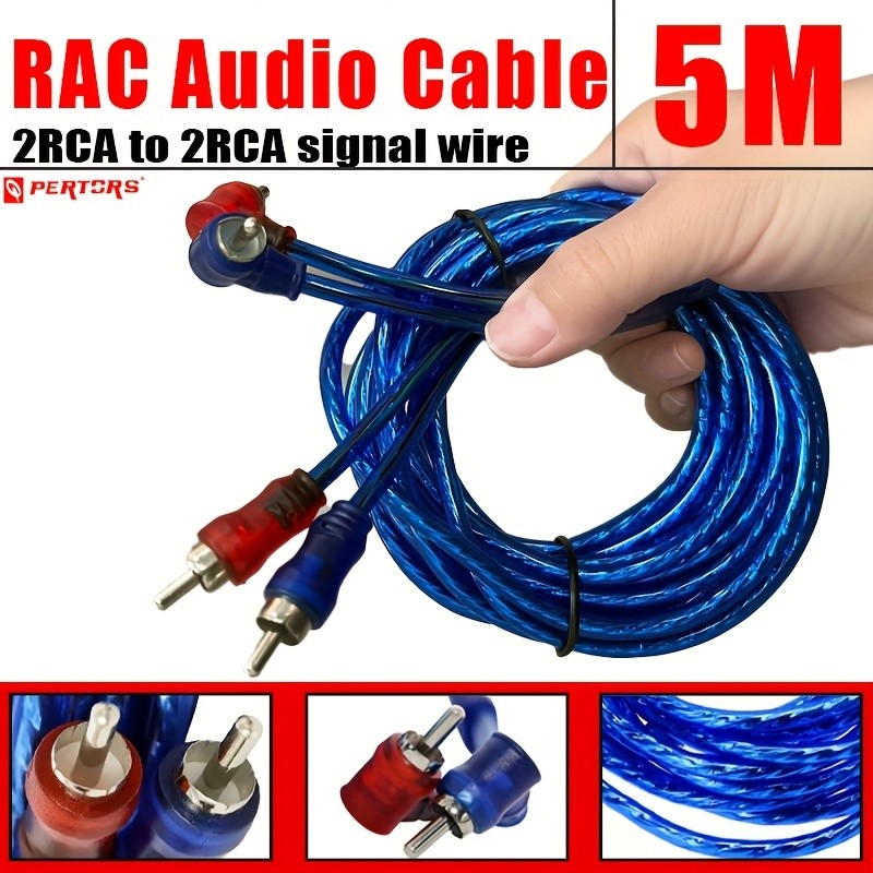 2pack 16ft/5M Car Audio 2 RCA Male to 2 RCA Male Cable Stereo Signal Wire OFC US