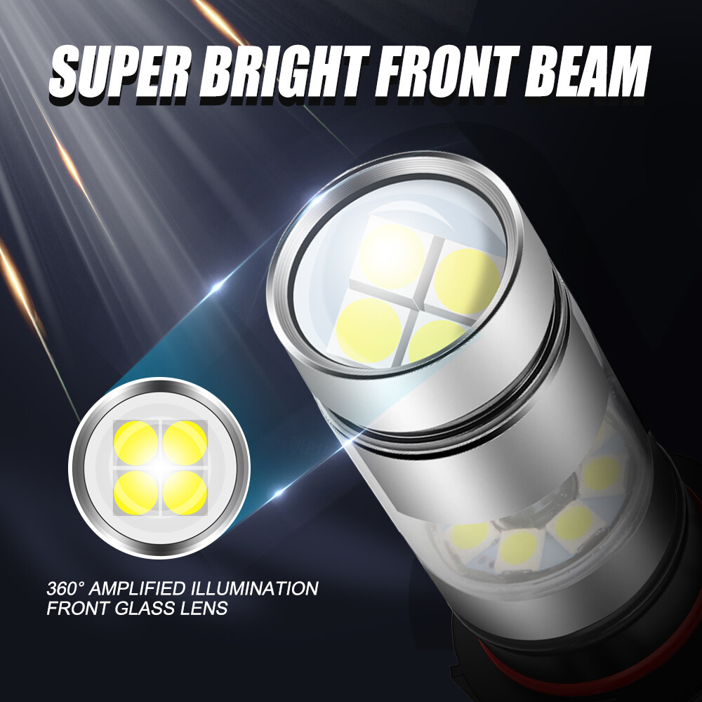 AUXBEAM 9005 9145 HB3 H10 9006 HB4 Car LED Fog Light Bulbs 900LM 6000K White 2x