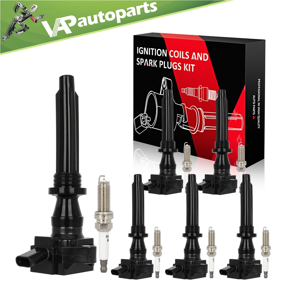 6 For 2017-2020 Jaguar F-Pace F-Type XF 3.0L V6 Ignition Coil & 6 Spark Plug