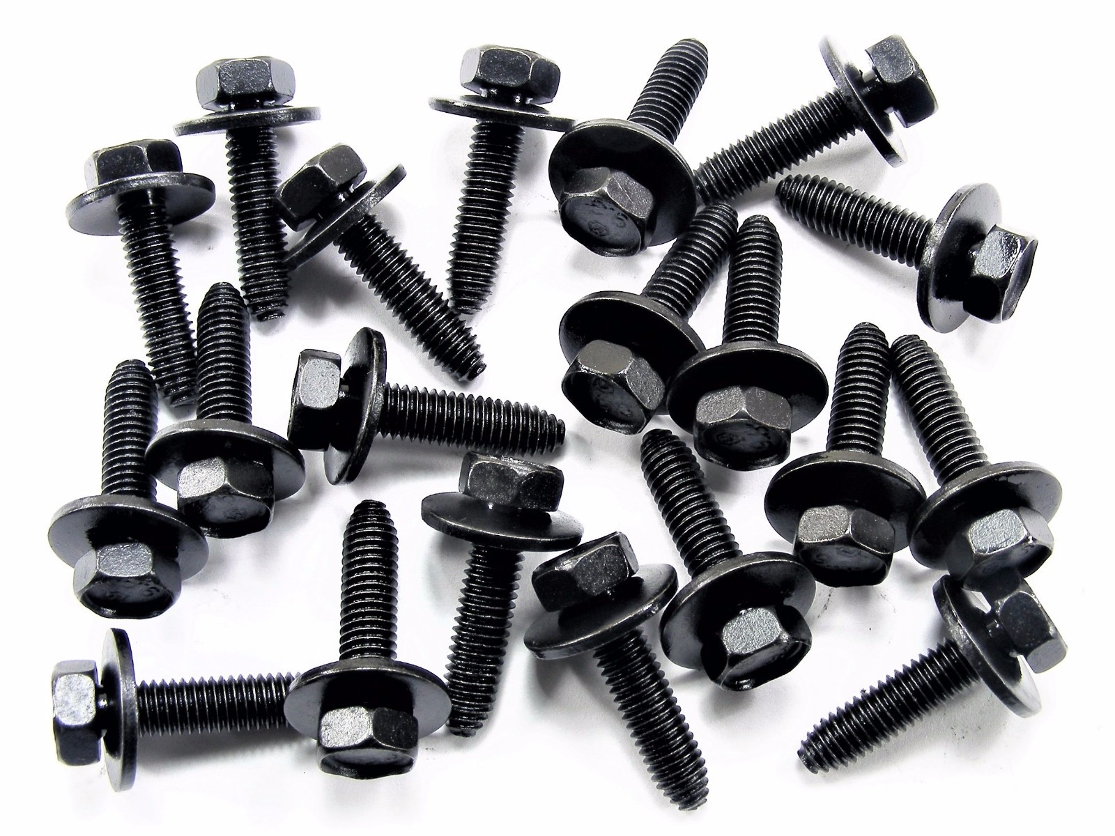 TOYOTA 6mm Body Bolts- M6-1.0 x 25mm Long- 10mm Hex- 17mm Washer- 20 bolts- #161