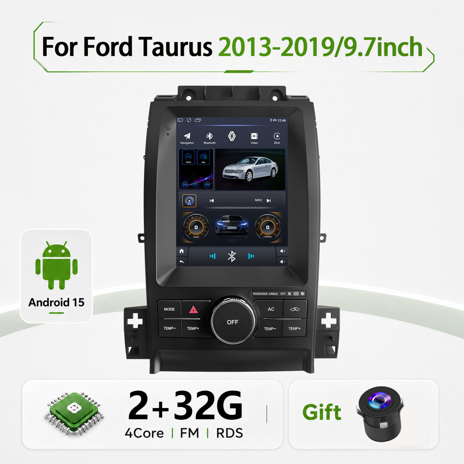 9.7″ Vertical For Ford Taurus 2013-19 Android Radio Carplay Wifi Gps Car Stereo